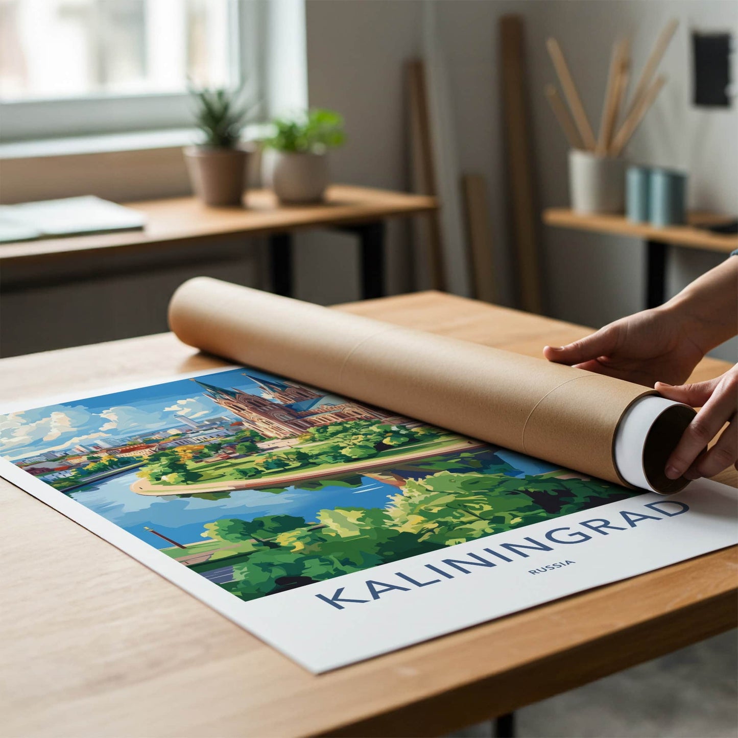 Kaliningrad Poster - Russia Travel Art - Historic Cityscape River Home Decor