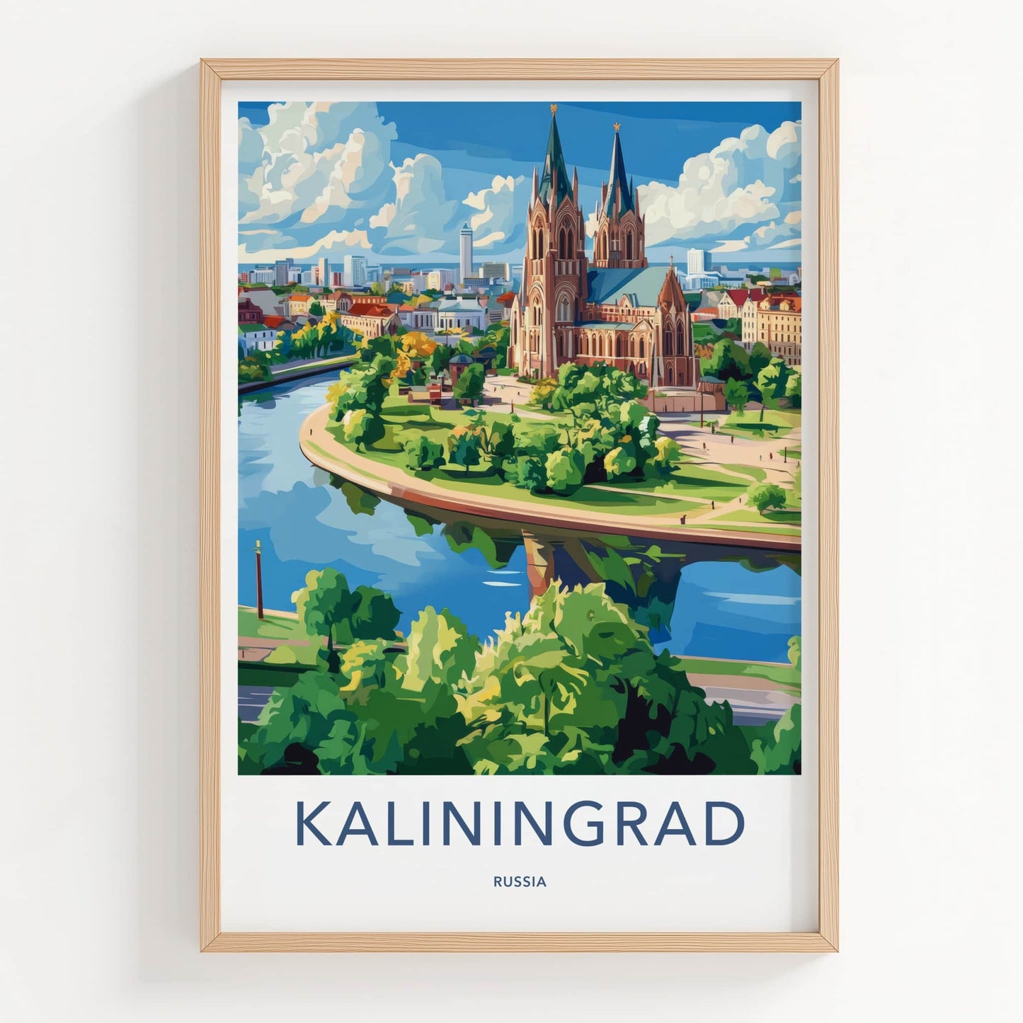 Kaliningrad Poster - Russia Travel Art - Historic Cityscape River Home Decor