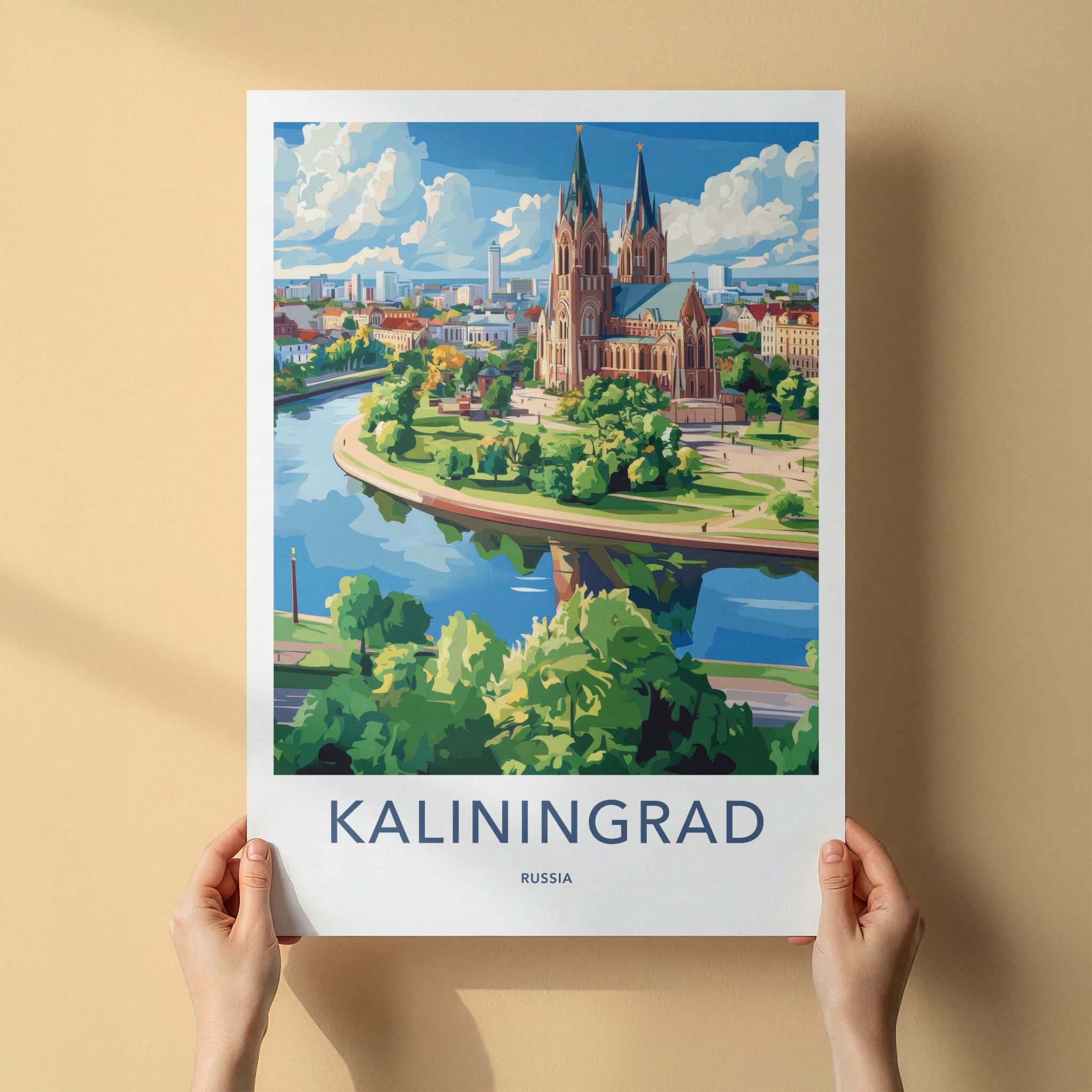 Kaliningrad Poster - Russia Travel Art - Historic Cityscape River Home Decor