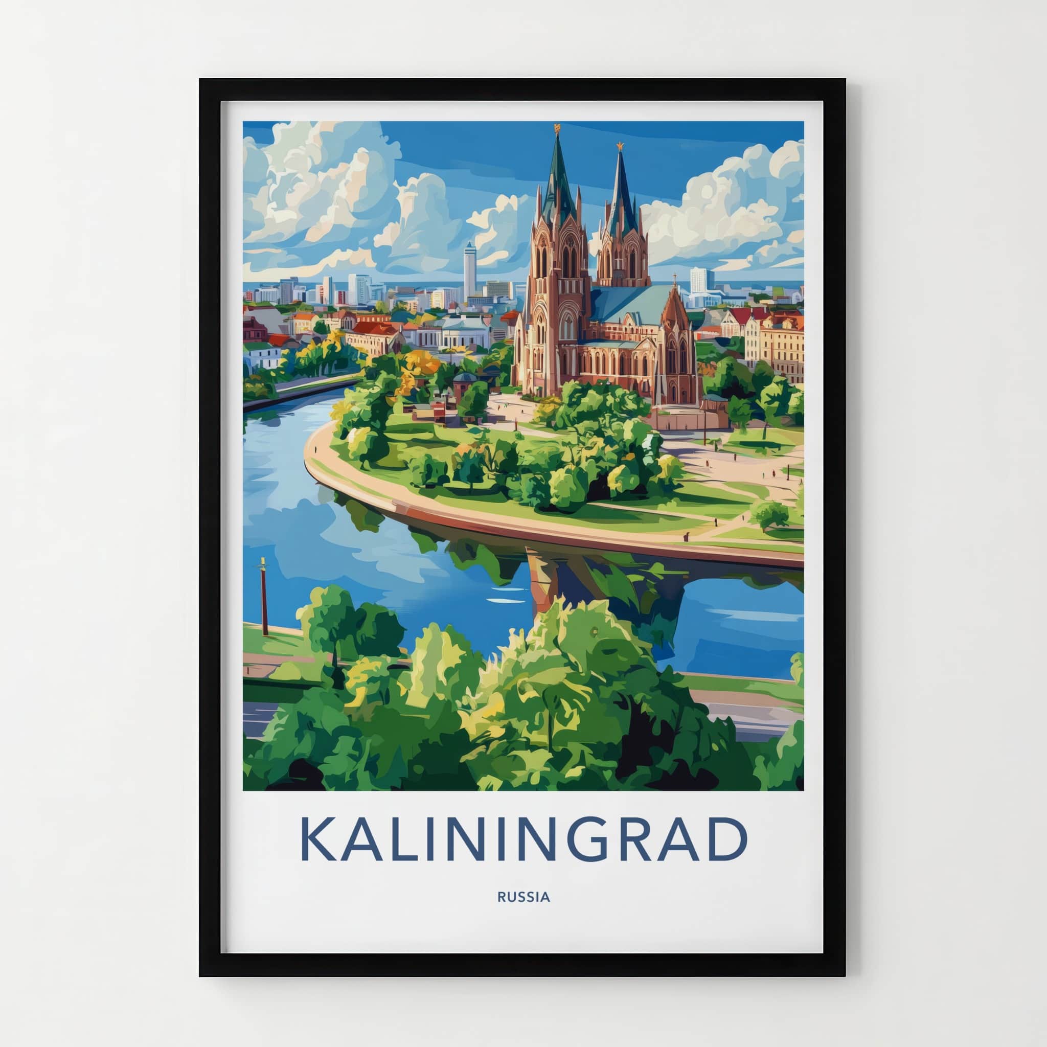 Kaliningrad Poster - Russia Travel Art - Historic Cityscape River Home Decor