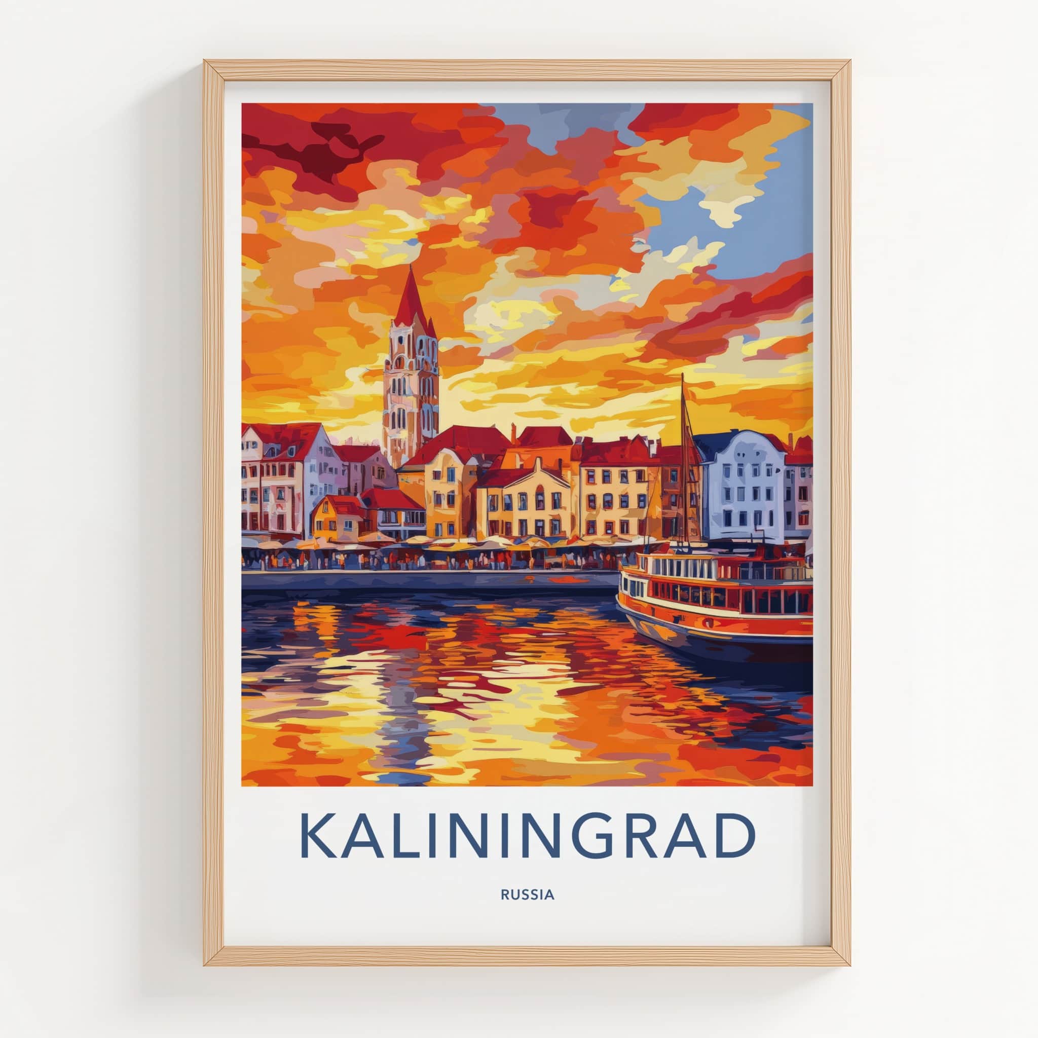 Kaliningrad Poster - Russia Travel Art - Painterly Cityscape Sunset Home Decor