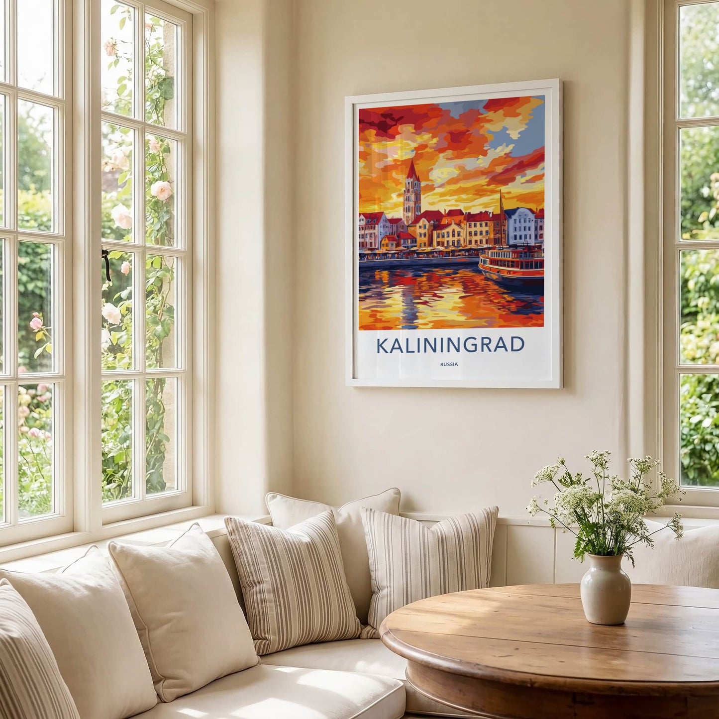 Kaliningrad Poster - Russia Travel Art - Painterly Cityscape Sunset Home Decor