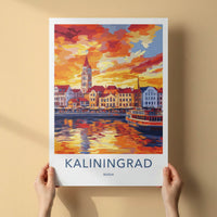 Kaliningrad Poster - Russia Travel Art - Painterly Cityscape Sunset Home Decor