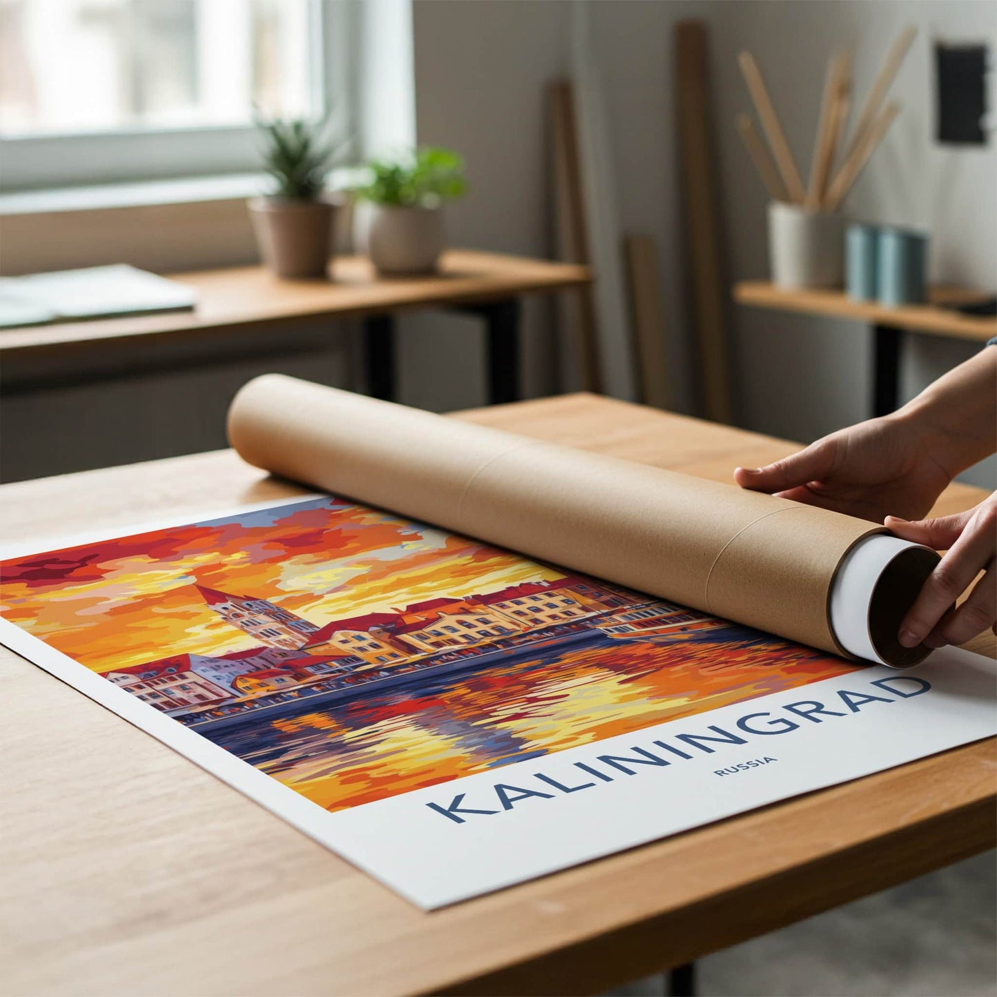 Kaliningrad Poster - Russia Travel Art - Painterly Cityscape Sunset Home Decor
