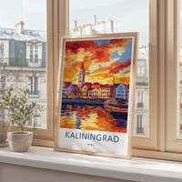 Kaliningrad Poster - Russia Travel Art - Painterly Cityscape Sunset Home Decor