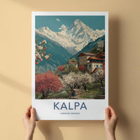 Kalpa Poster - India Travel Art - Himachal Pradesh Mountain Village Scene Wall Decor