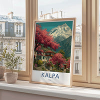 Kalpa Poster - India Travel Art - Himachal Pradesh Pink Trees Home Decor