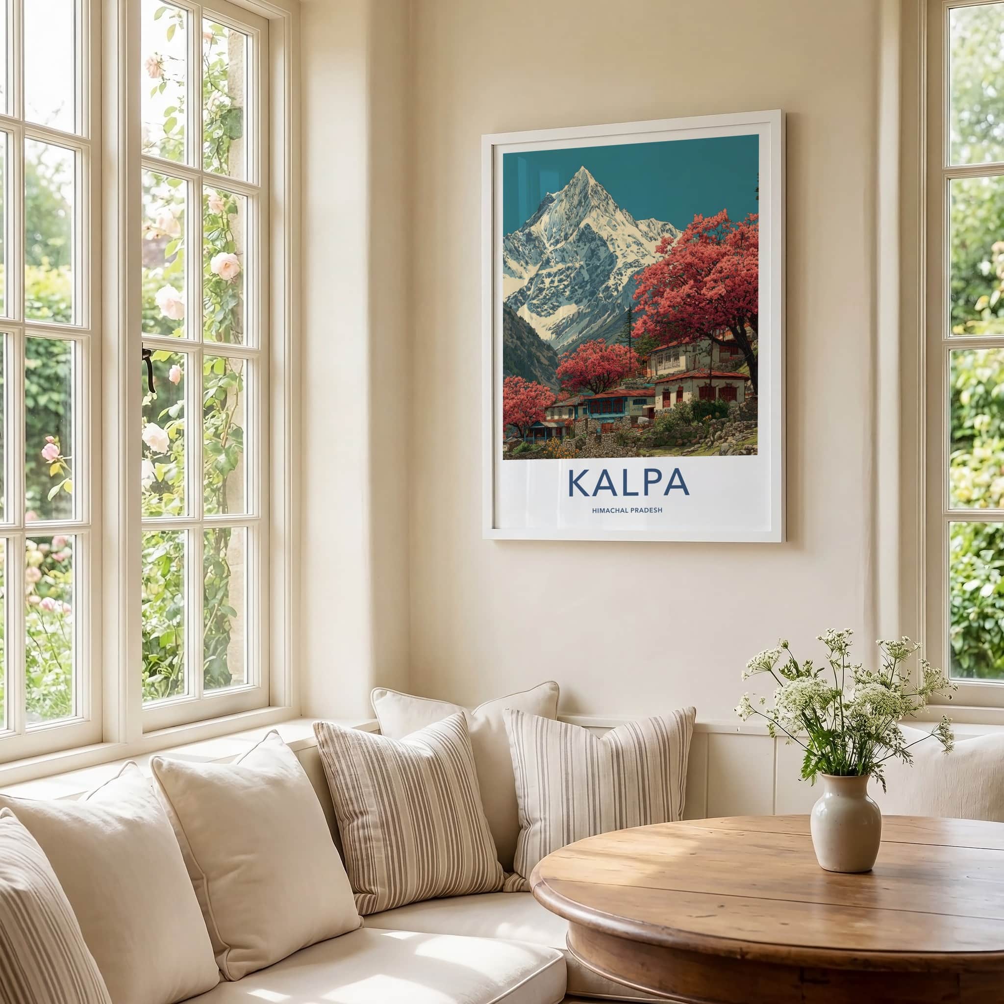 Kalpa Poster - India Wall Art - Himachal Pradesh Village Homes Framed Decor