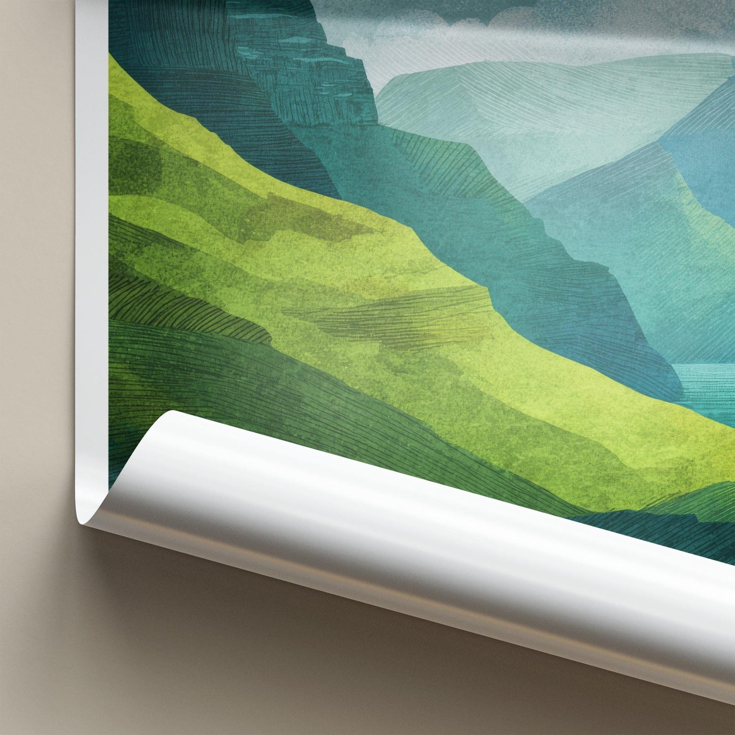 Kalsoy Poster - Faroe Islands Travel Art - Layered Island Landscape Home Decor