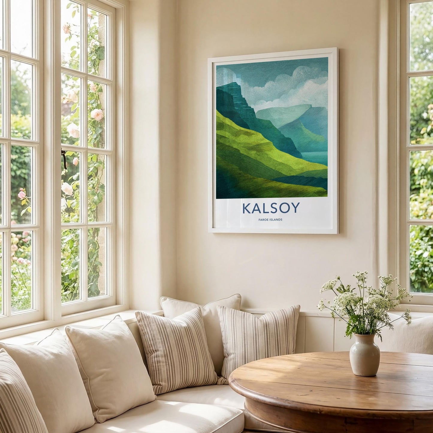 Kalsoy Poster - Faroe Islands Travel Art - Layered Island Landscape Home Decor