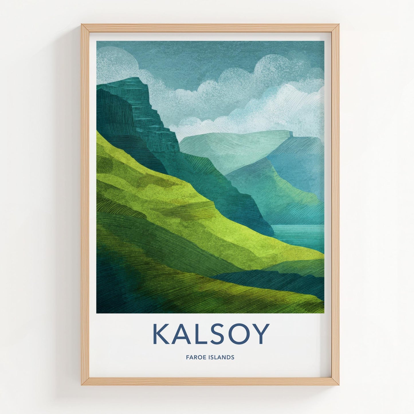 Kalsoy Poster - Faroe Islands Travel Art - Layered Island Landscape Home Decor