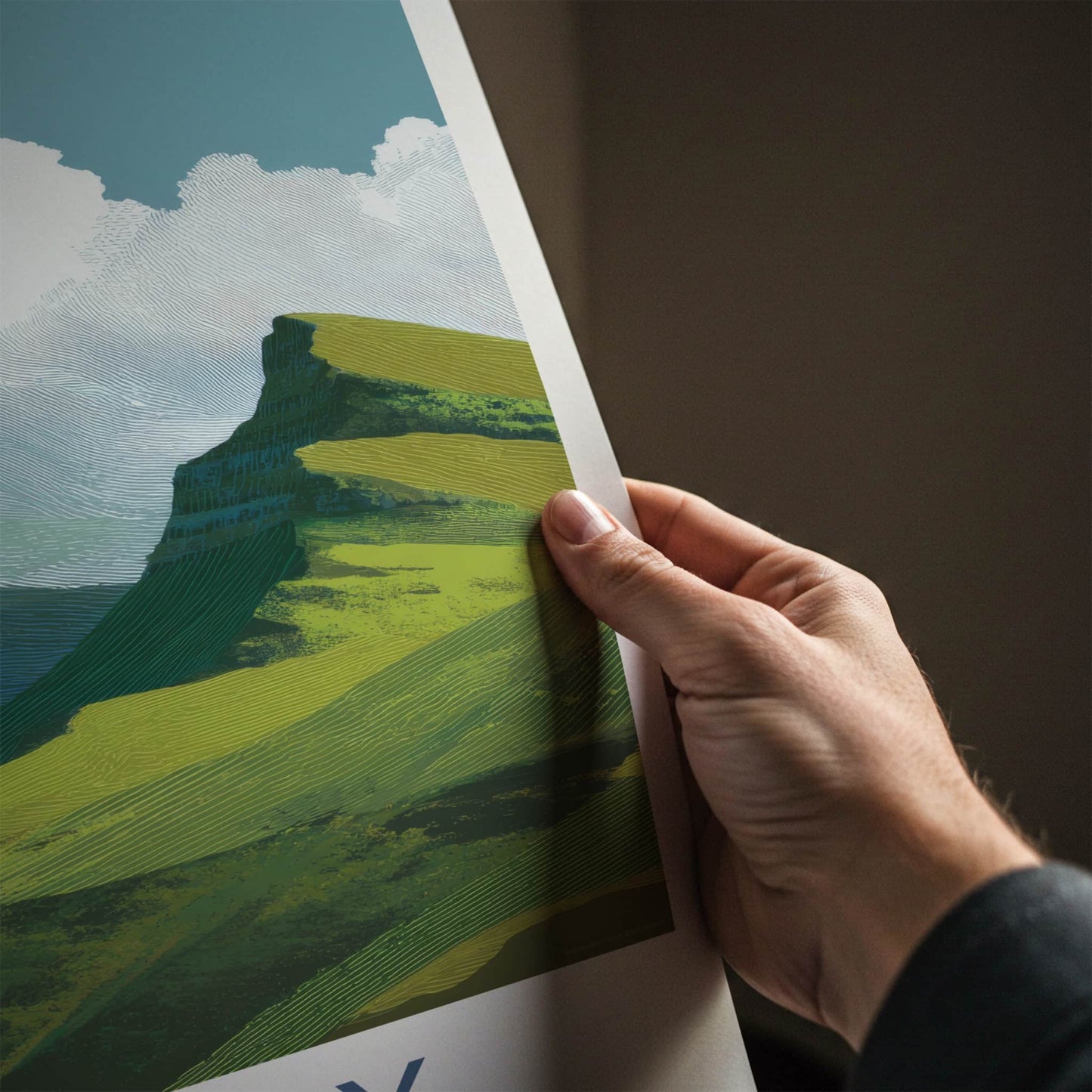 Kalsoy Poster - Faroe Islands Travel Art - Rolling Green Peaks Home Decor