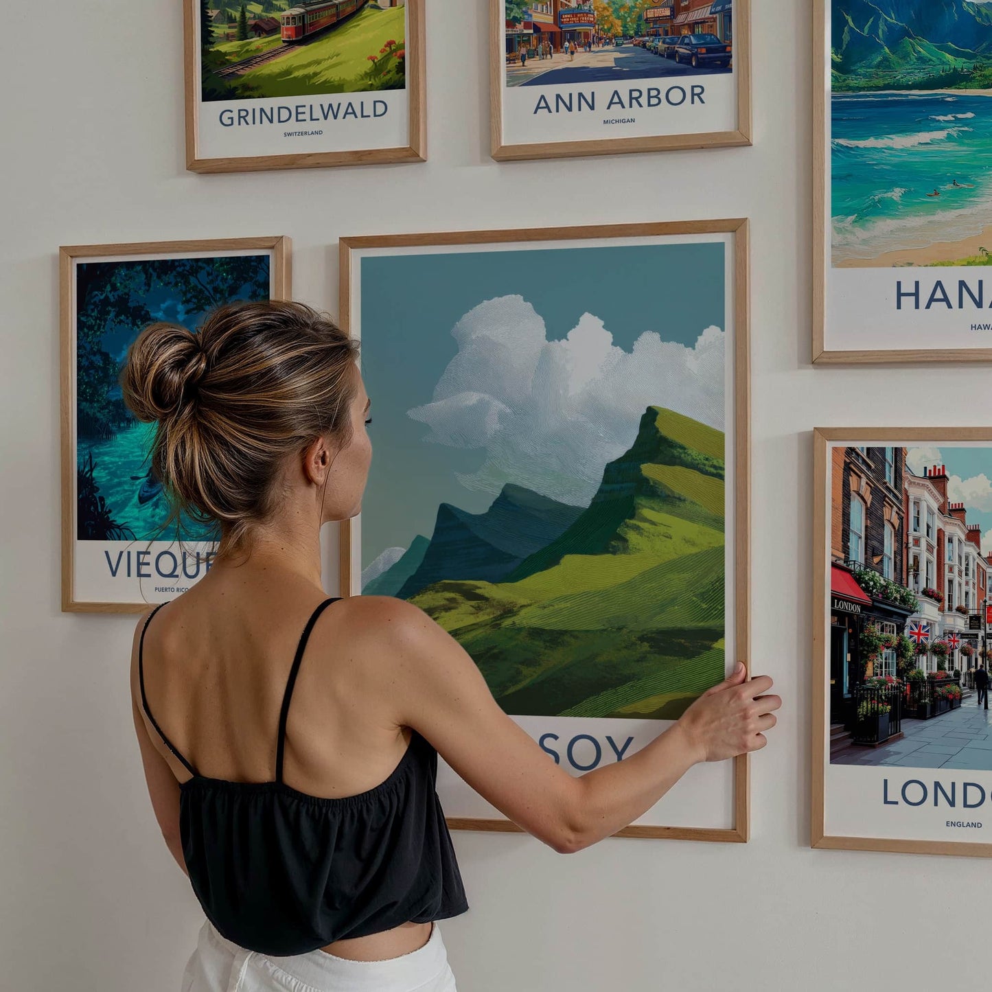 Kalsoy Poster - Faroe Islands Travel Art - Rolling Green Peaks Home Decor