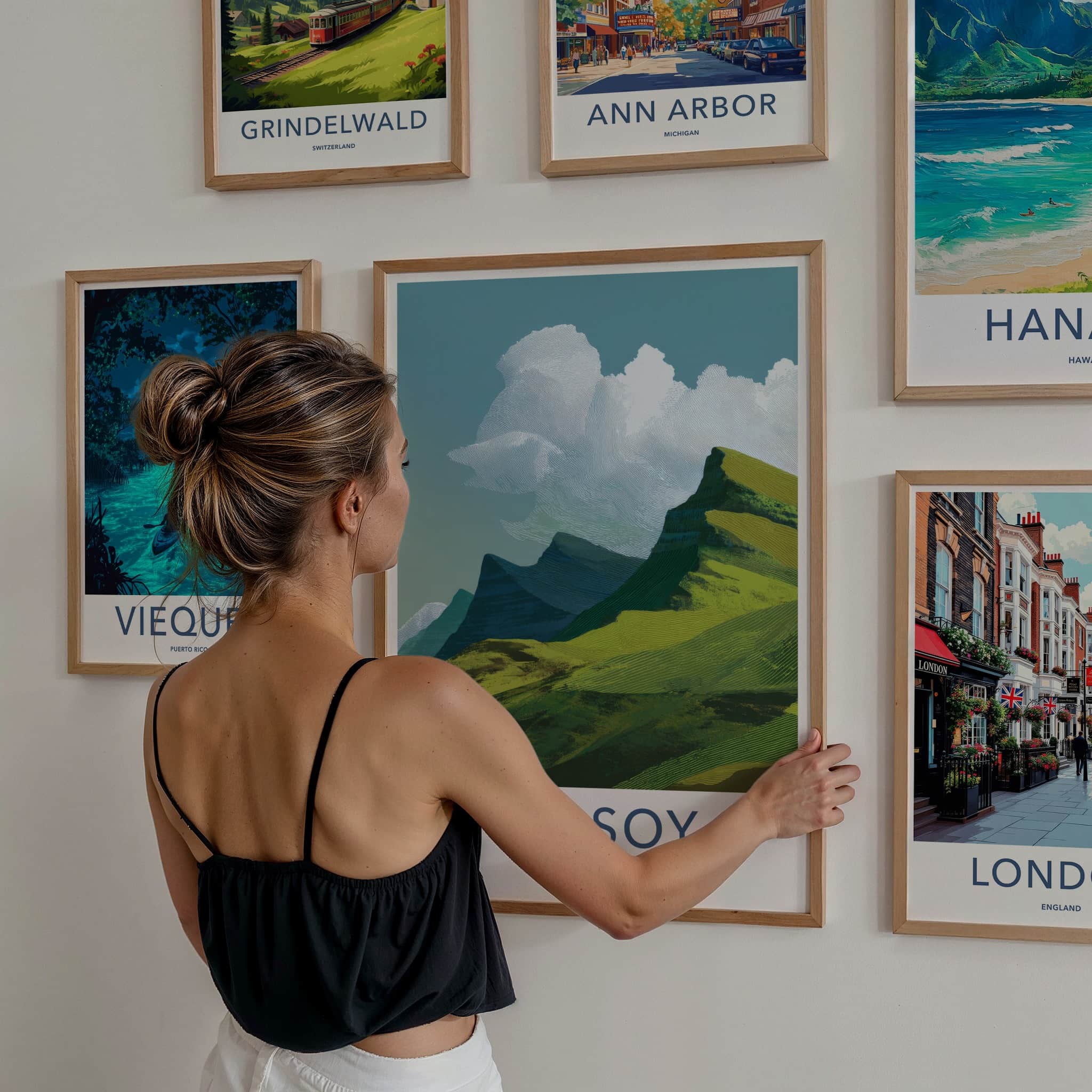 Kalsoy Poster - Faroe Islands Travel Art - Rolling Green Peaks Home Decor