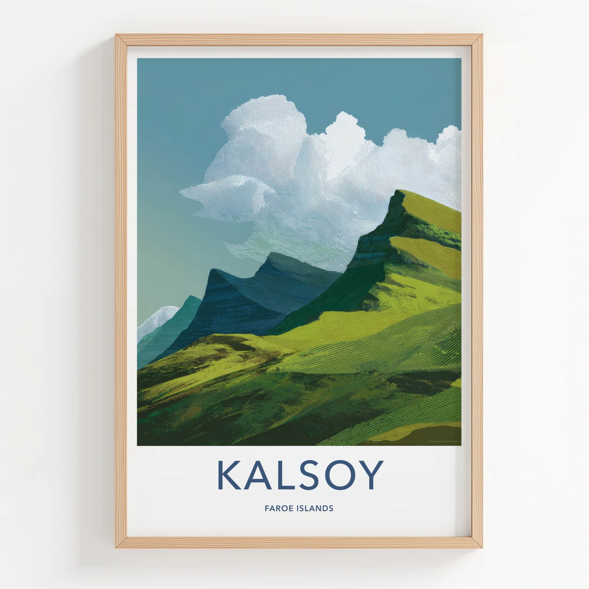 Kalsoy Poster - Faroe Islands Travel Art - Rolling Green Peaks Home Decor