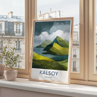 Kalsoy Poster - Faroe Islands Wall Art - Green Hillside Seascape Home Art