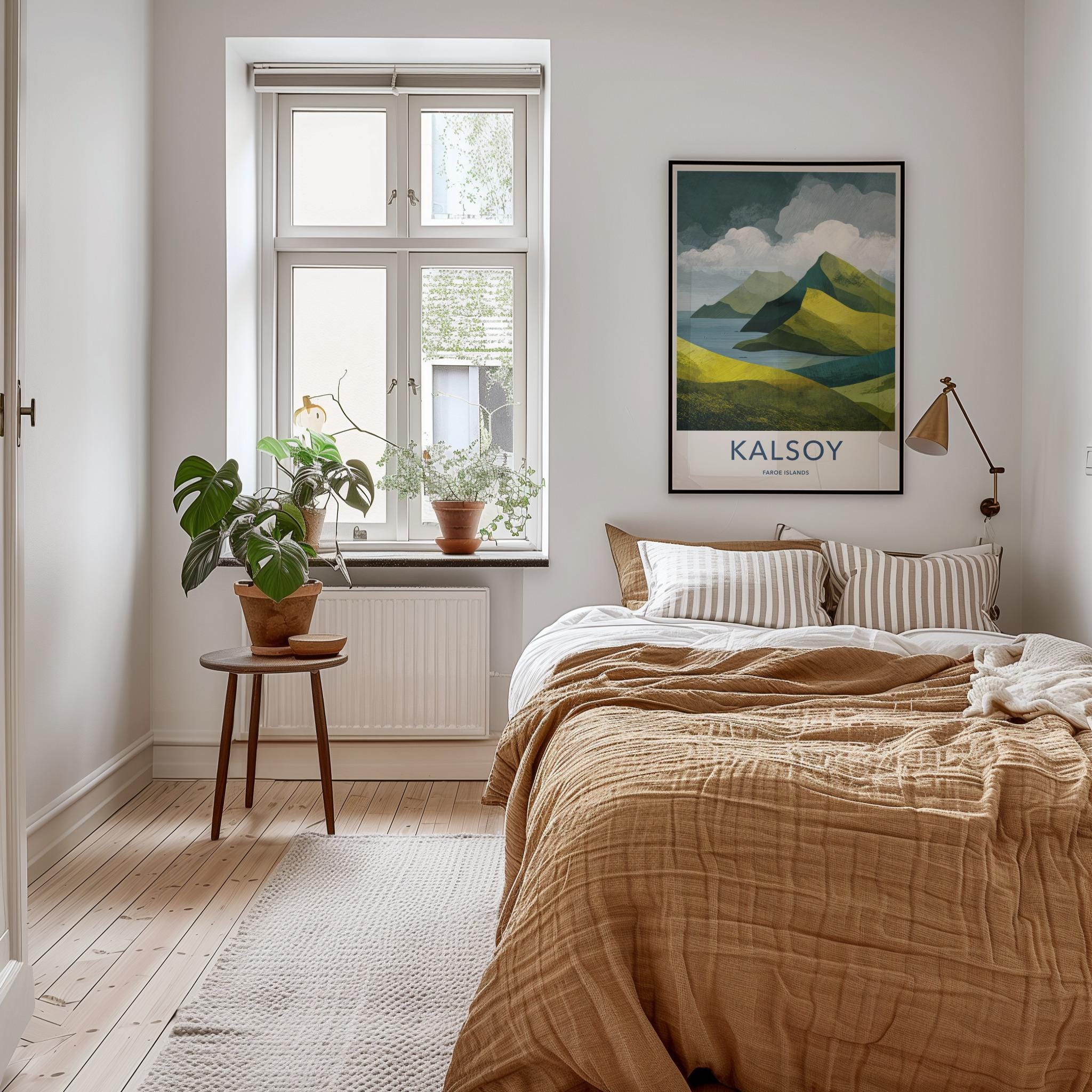 Kalsoy Poster - Faroe Islands Wall Art - Green Hillside Seascape Home Art