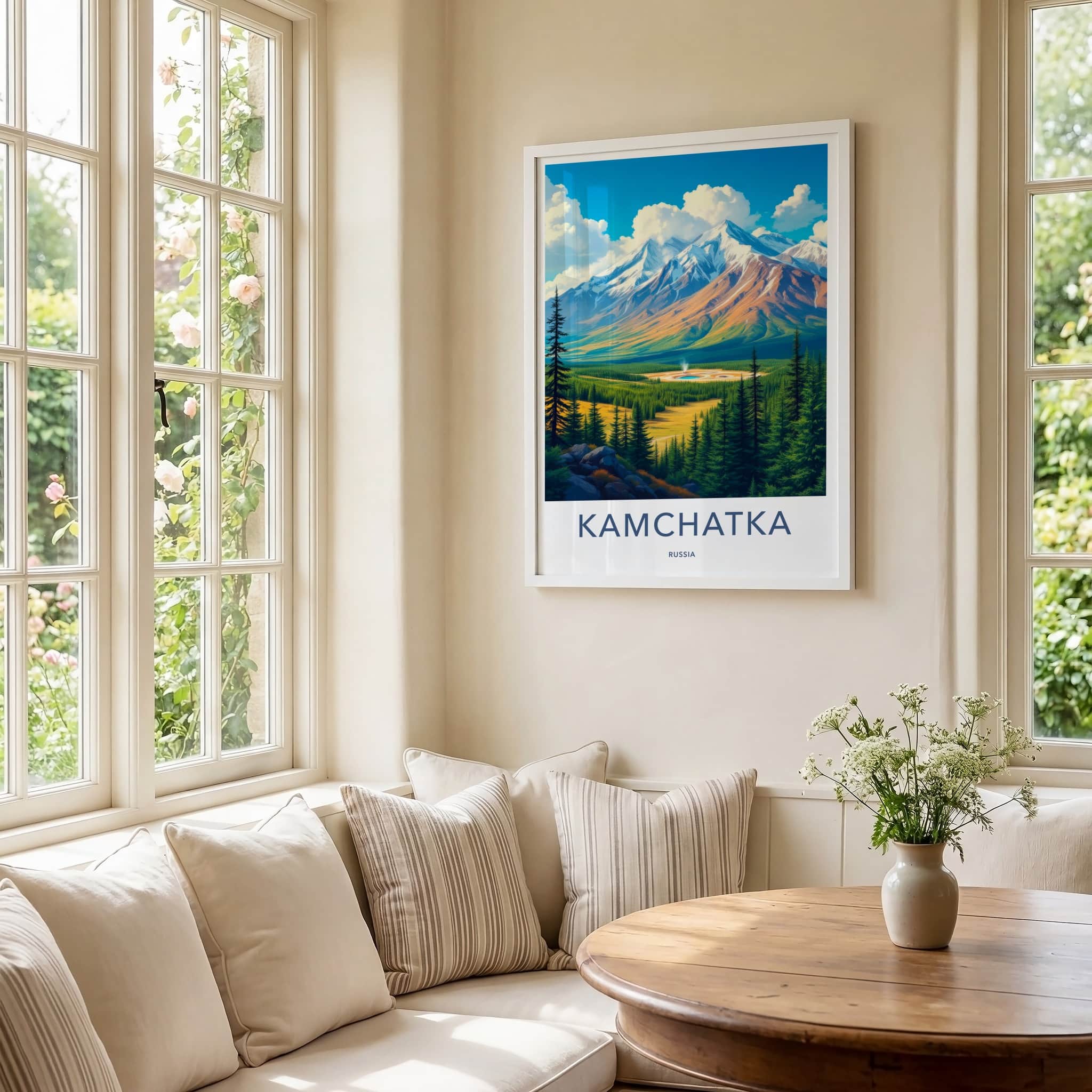 Kamchatka Poster - Russia Travel Art - Mountain Valley Spring Home Decor