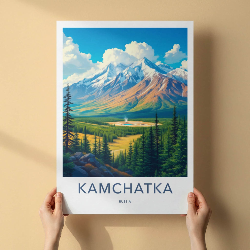Kamchatka Poster - Russia Travel Art - Mountain Valley Spring Home Decor