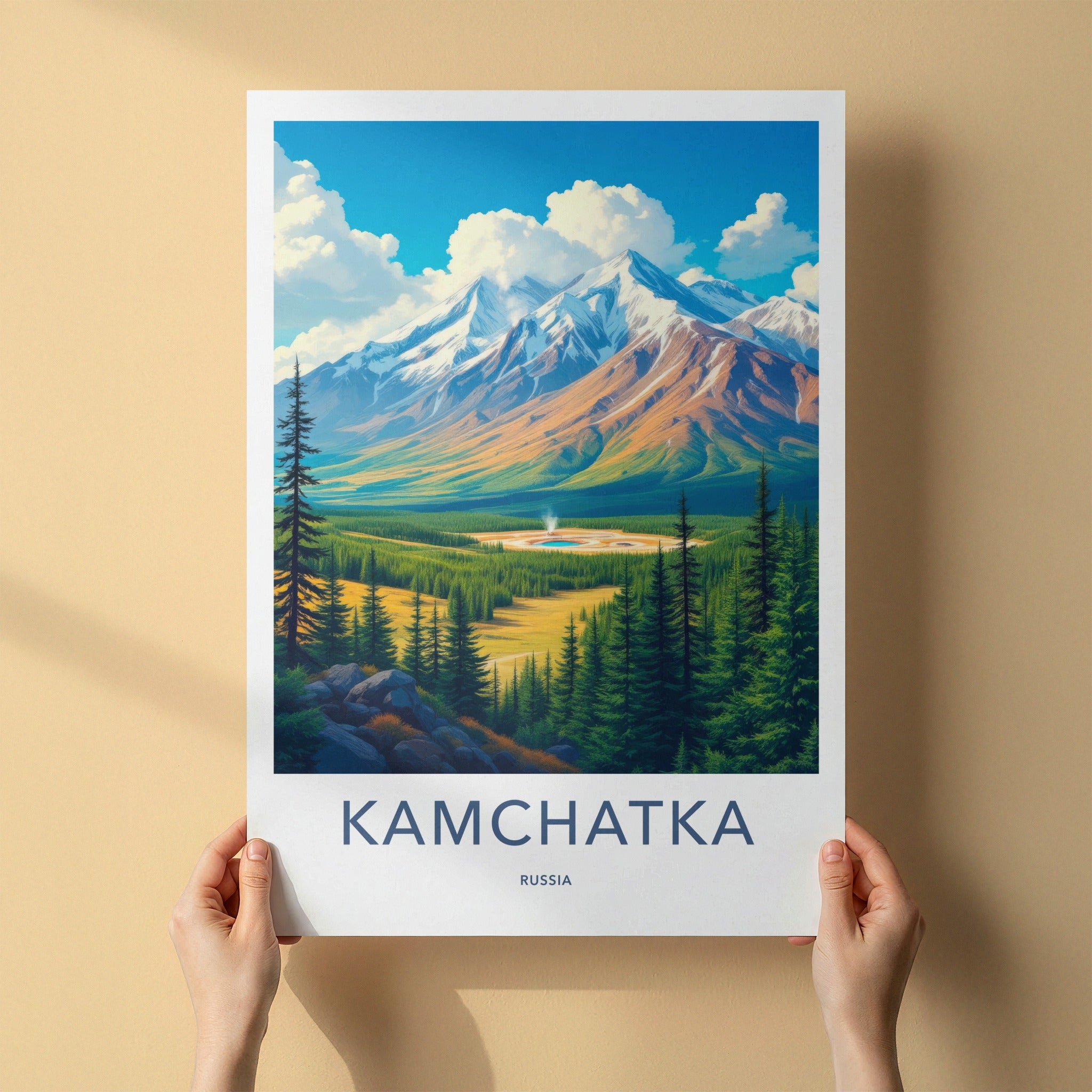 Kamchatka Poster - Russia Travel Art - Mountain Valley Spring Home Decor