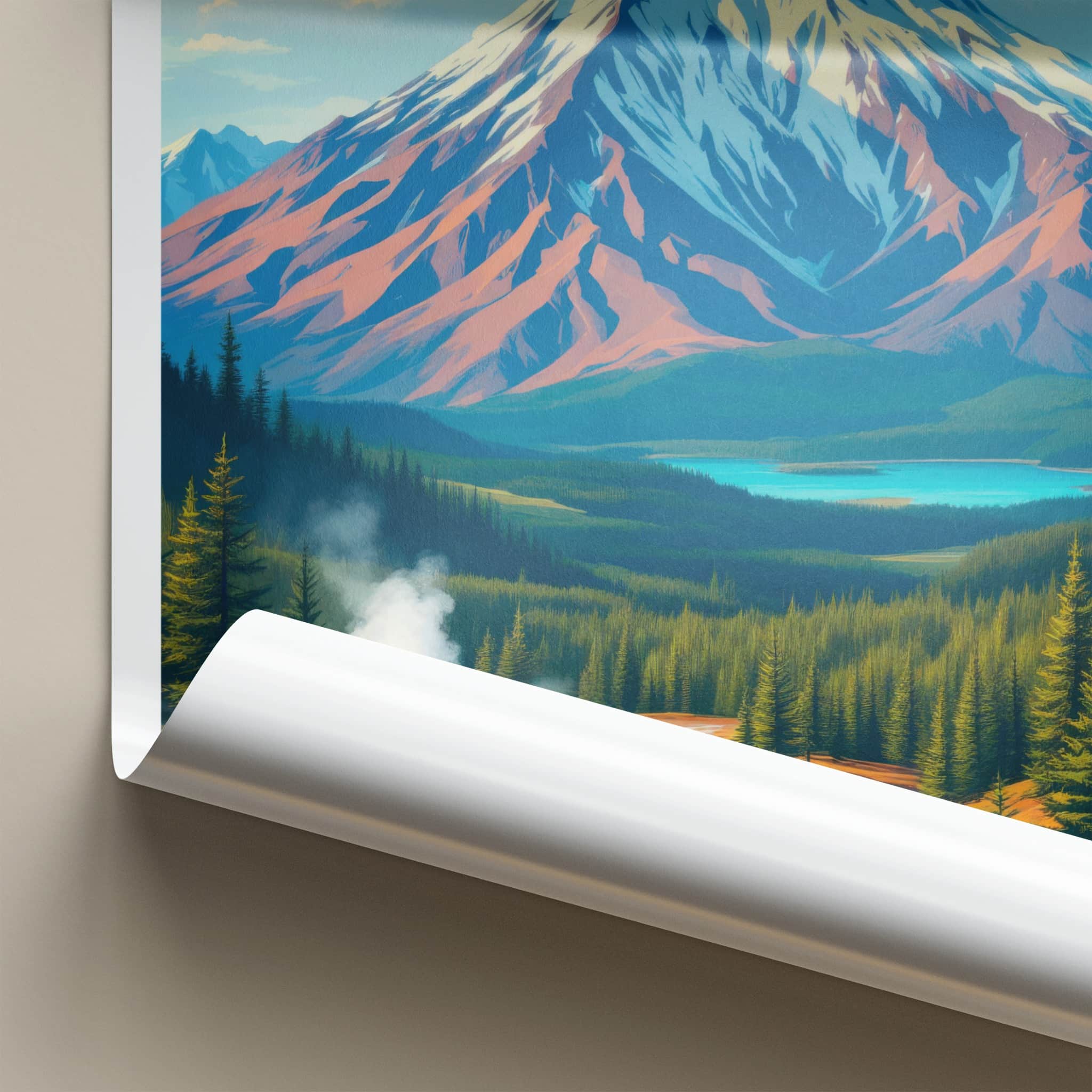 Kamchatka Poster - Russia Travel Art - Snowy Mountain Geyser Home Decor