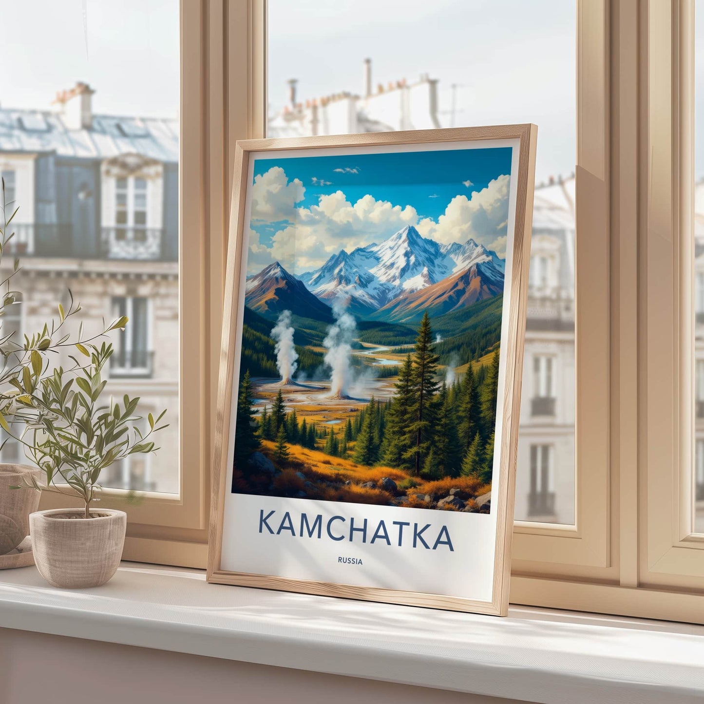 Kamchatka Poster - Russia Travel Art - Steaming Volcanic Landscape Home Decor