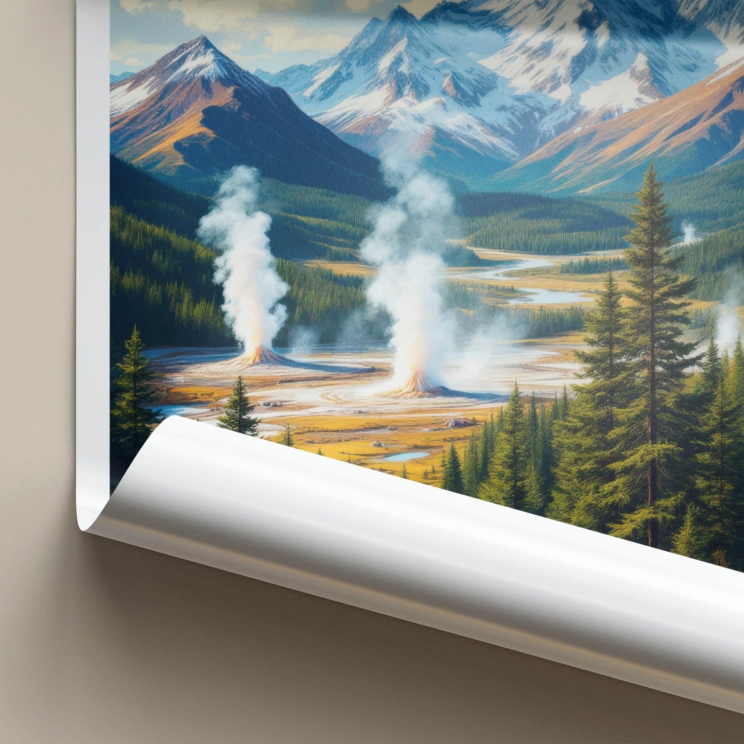 Kamchatka Poster - Russia Travel Art - Steaming Volcanic Landscape Home Decor