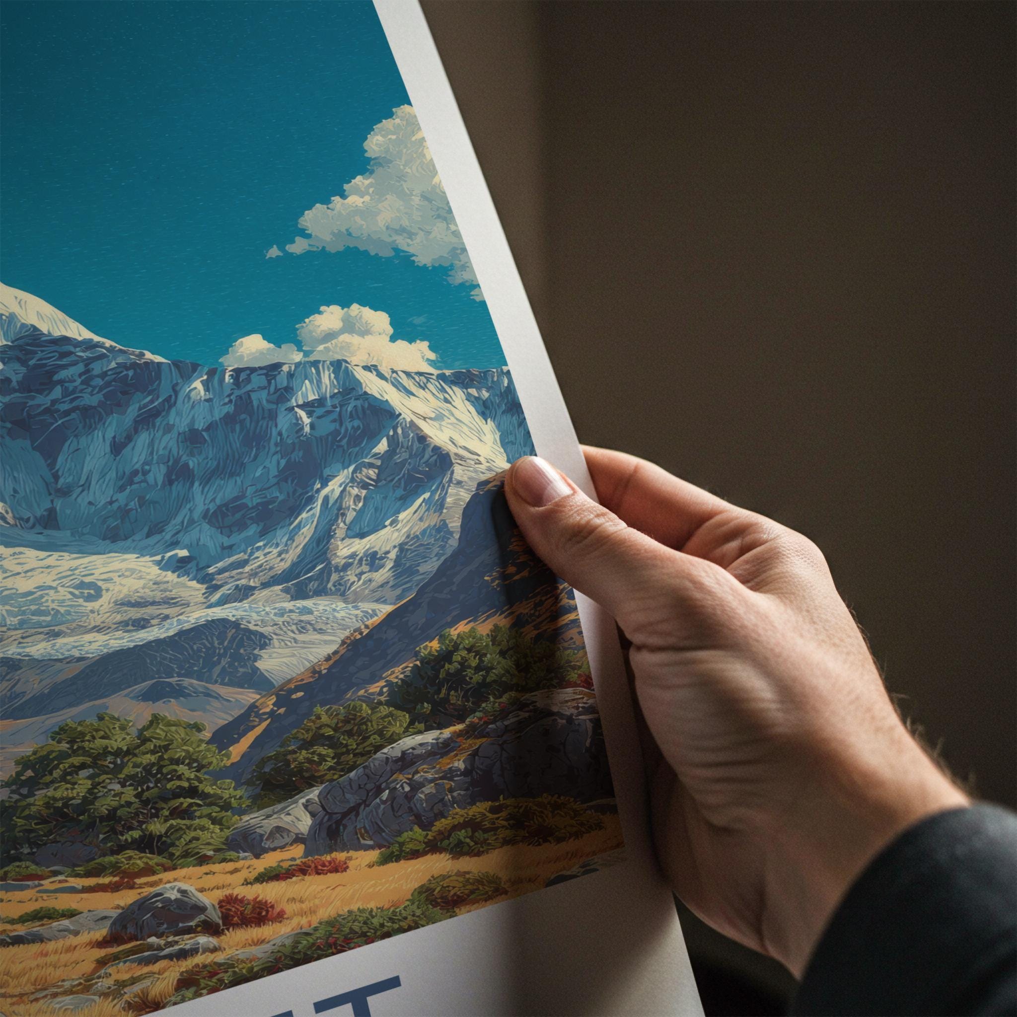 Kamet Poster - India Art Print - Uttarakhand Snowy Mountain Peak Wall Decor