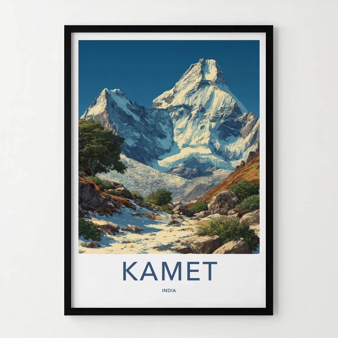 Kamet Poster - India Travel Art - Uttarakhand Glacier Peaks Wall Decor