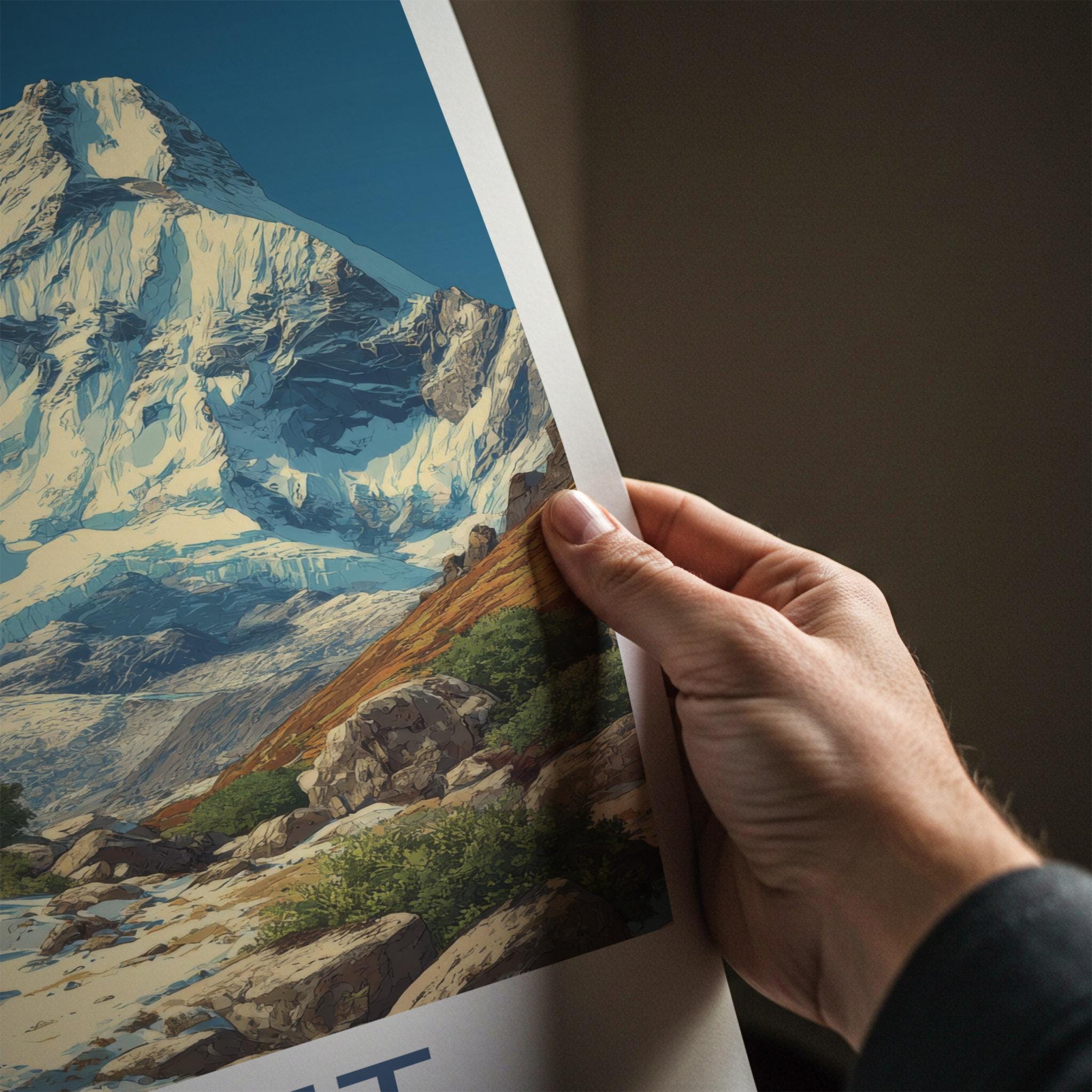 Kamet Poster - India Travel Art - Uttarakhand Glacier Peaks Wall Decor