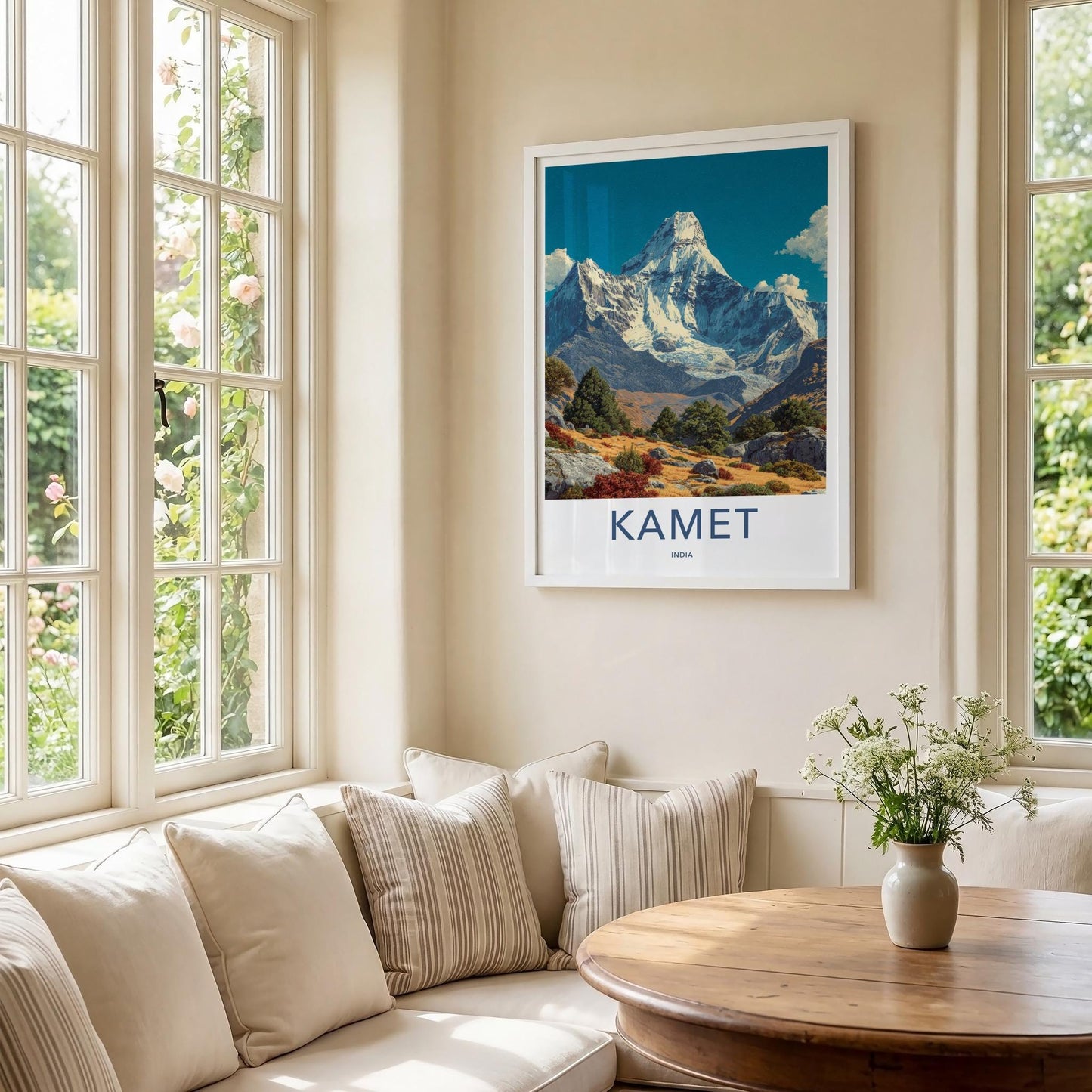 Kamet Poster - India Travel Art - Uttarakhand Snowy Mountain Peak Wall Decor