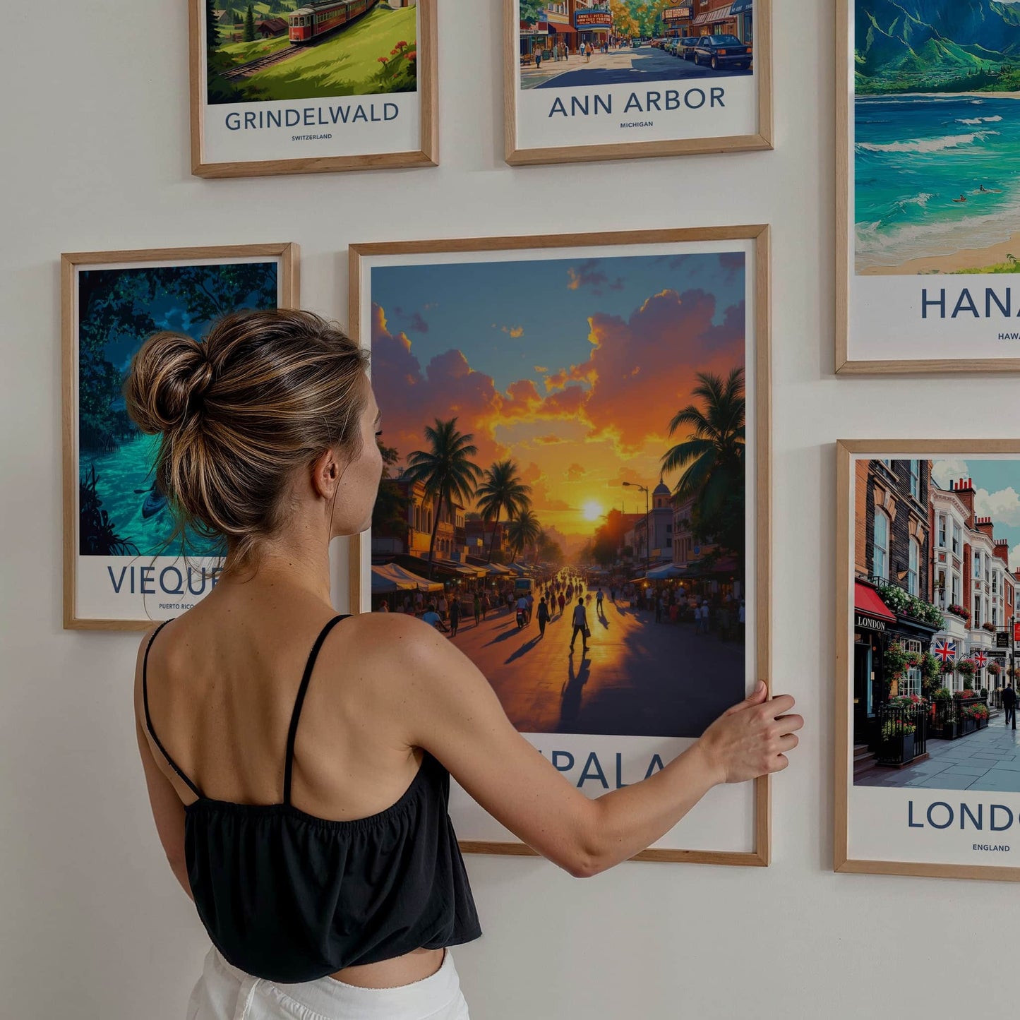 Kampala Poster - Uganda Travel Art - Golden Street Scene Home Decor