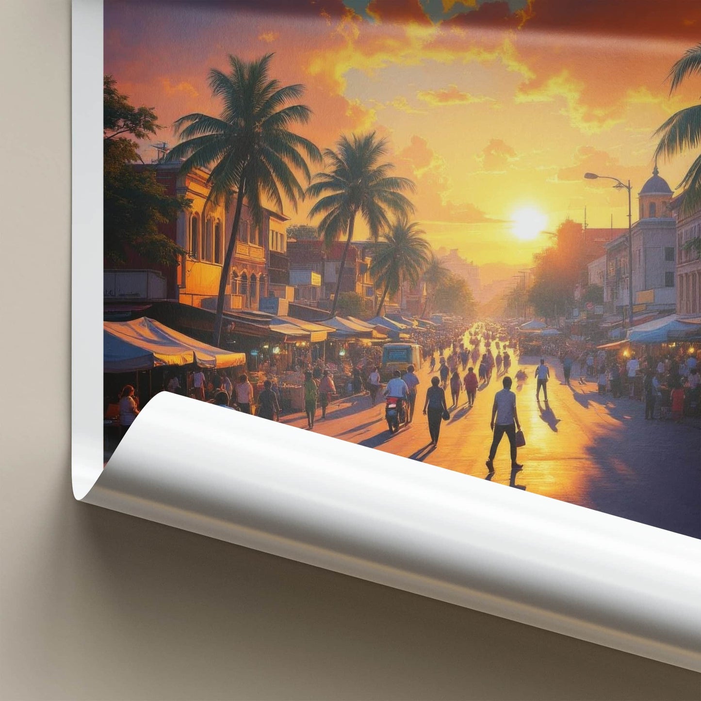 Kampala Poster - Uganda Travel Art - Golden Street Scene Home Decor