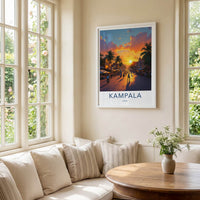 Kampala Poster - Uganda Travel Art - Golden Street Scene Home Decor