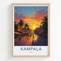 Kampala Poster - Uganda Travel Art - Golden Street Scene Home Decor