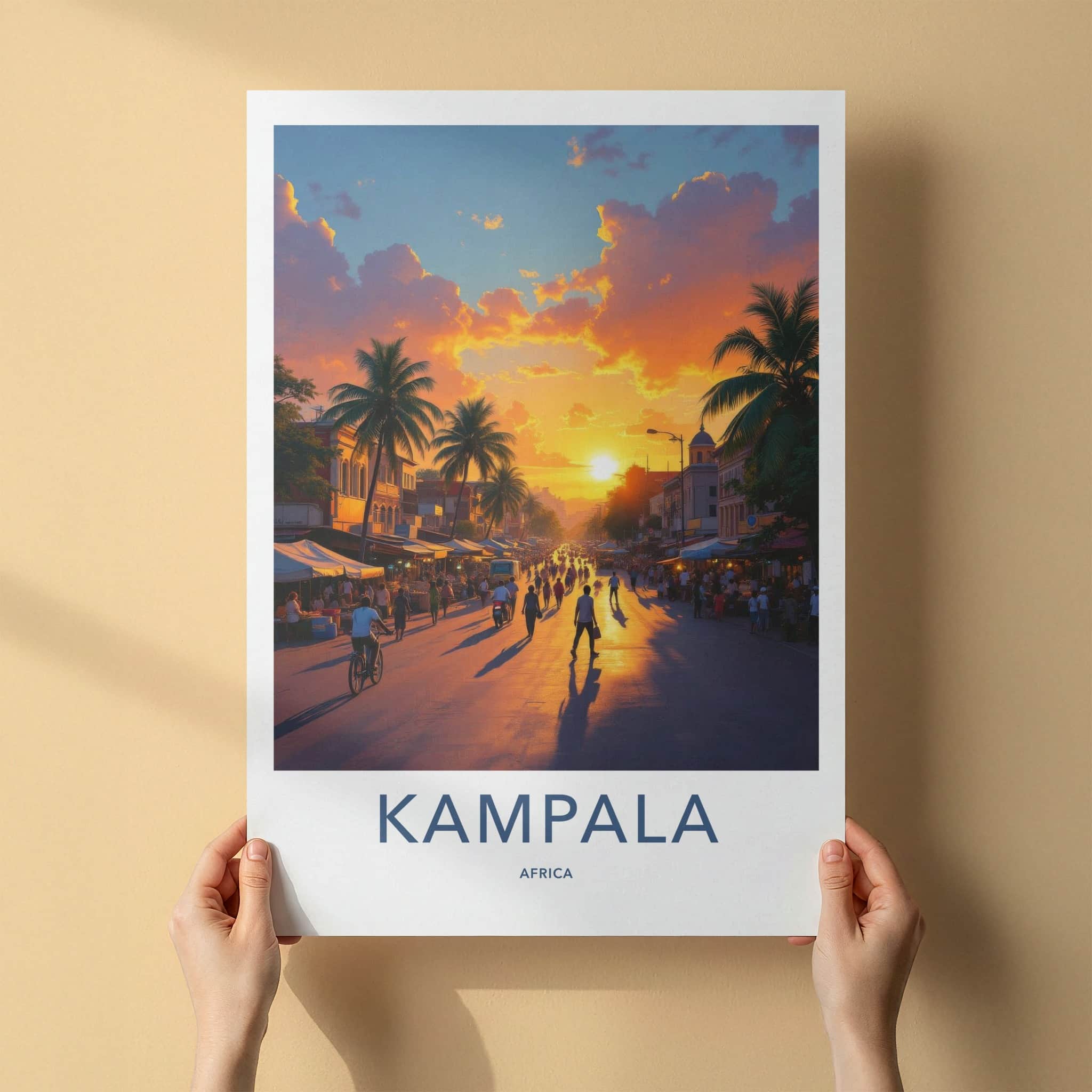 Kampala Poster - Uganda Travel Art - Golden Street Scene Home Decor