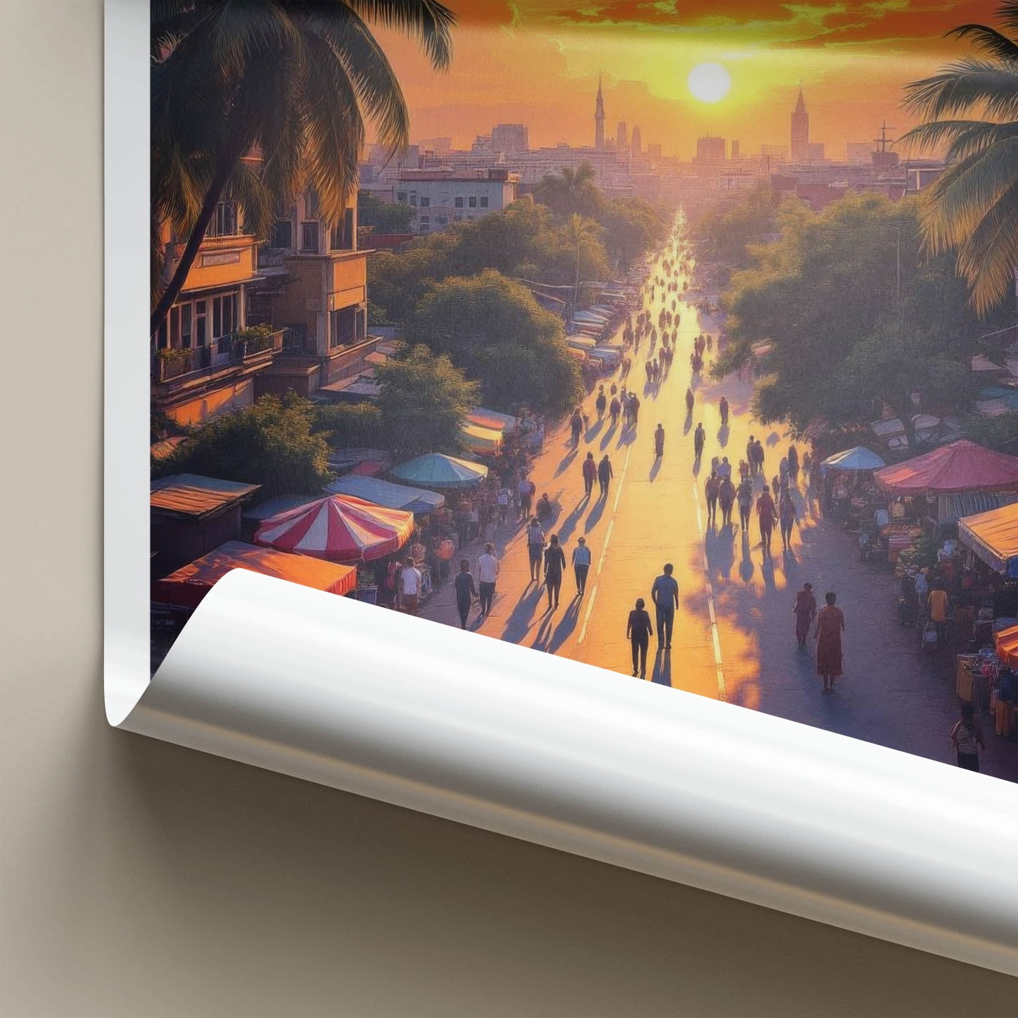 Kampala Poster - Uganda Travel Art - Golden Sunset Street Home Decor