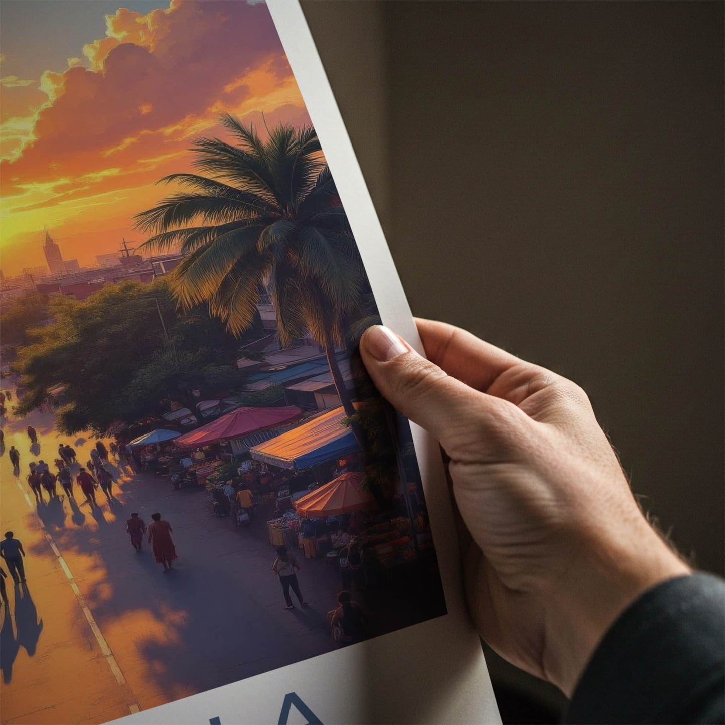 Kampala Poster - Uganda Travel Art - Golden Sunset Street Home Decor