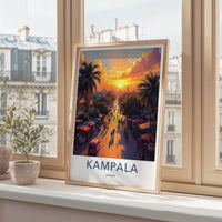 Kampala Poster - Uganda Travel Art - Golden Sunset Street Home Decor