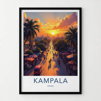 Kampala Poster - Uganda Travel Art - Golden Sunset Street Home Decor