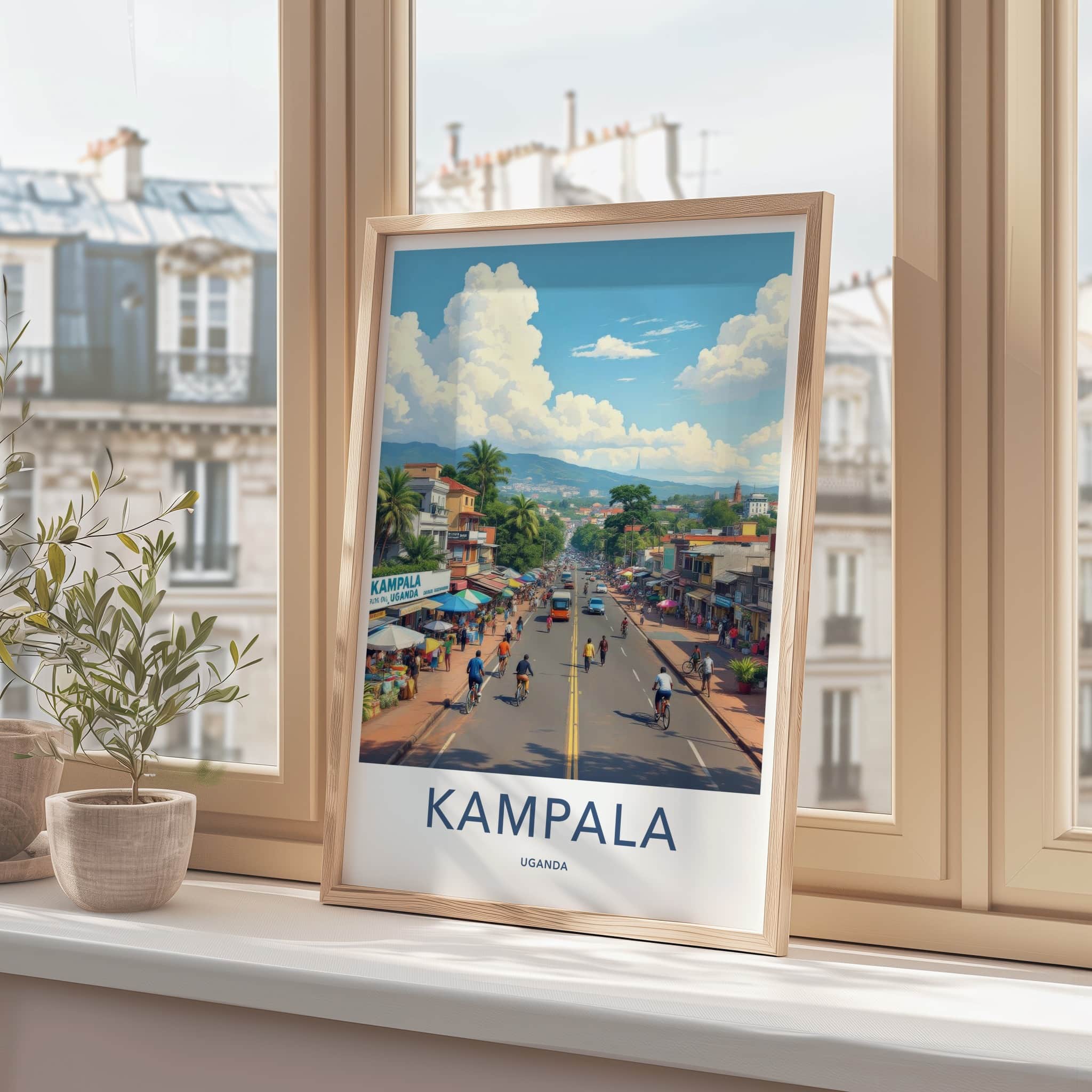 Kampala Poster - Uganda Travel Art - Vibrant Market Scene Home Decor
