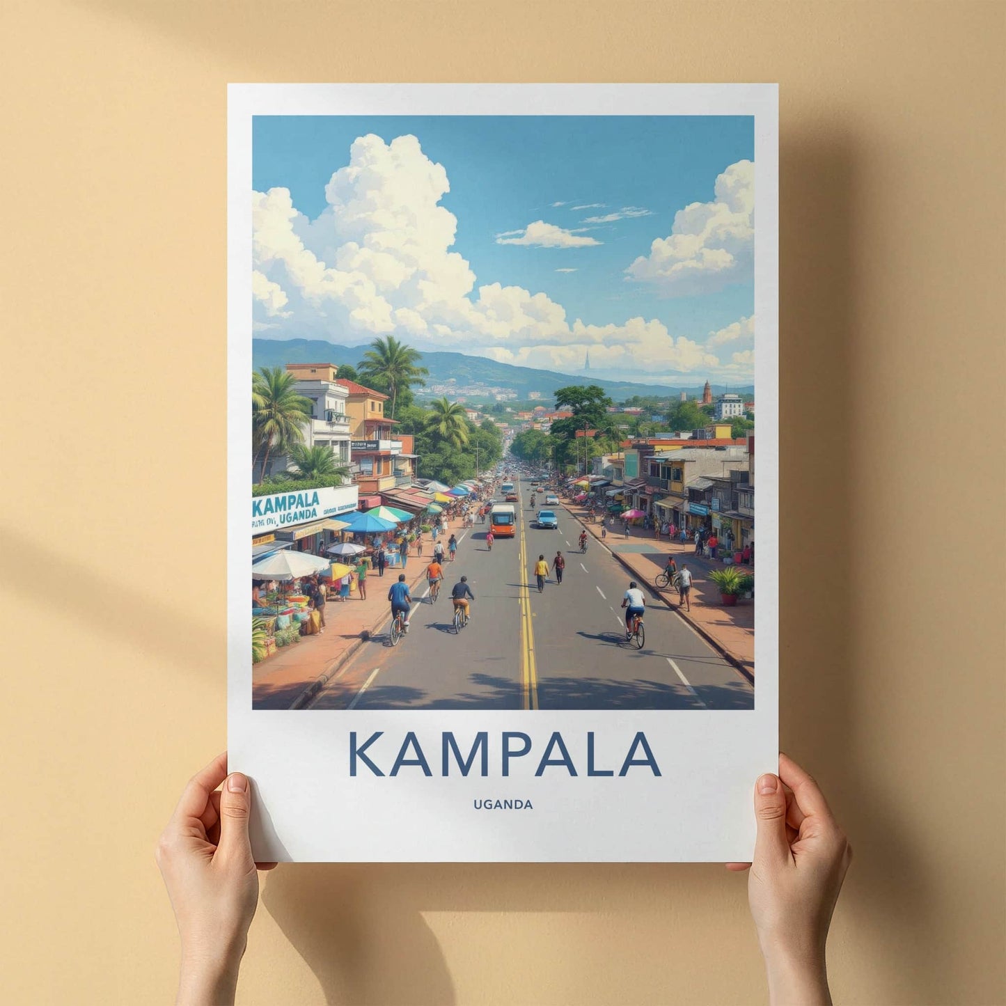 Kampala Poster - Uganda Travel Art - Vibrant Market Scene Home Decor