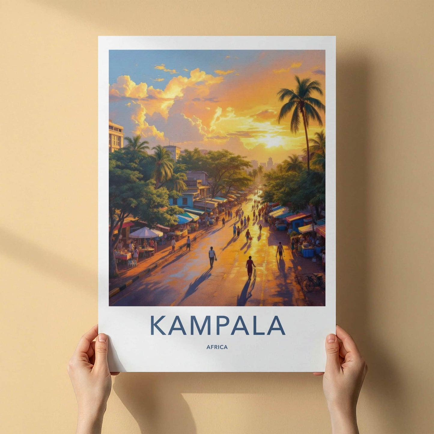 Kampala Poster - Uganda Travel Art - Vibrant Market Sunset Home Decor