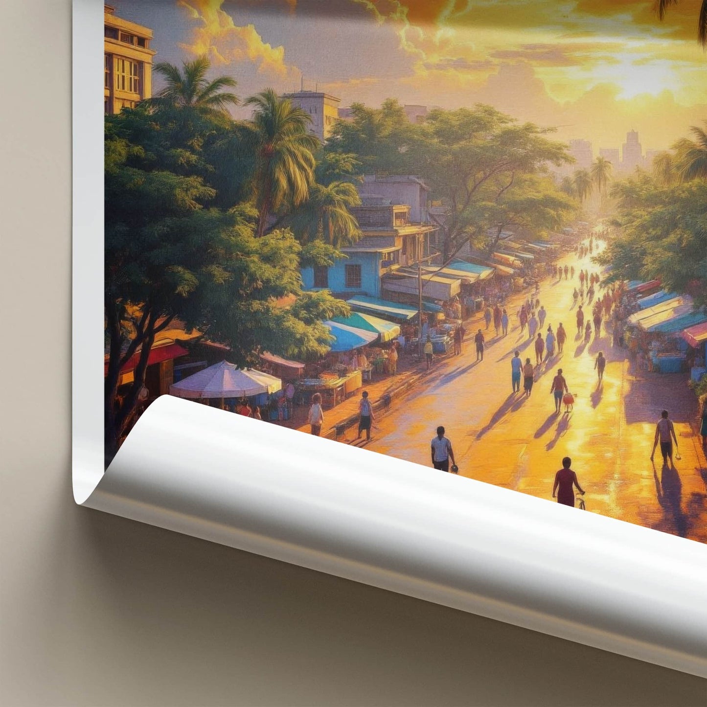 Kampala Poster - Uganda Travel Art - Vibrant Market Sunset Home Decor