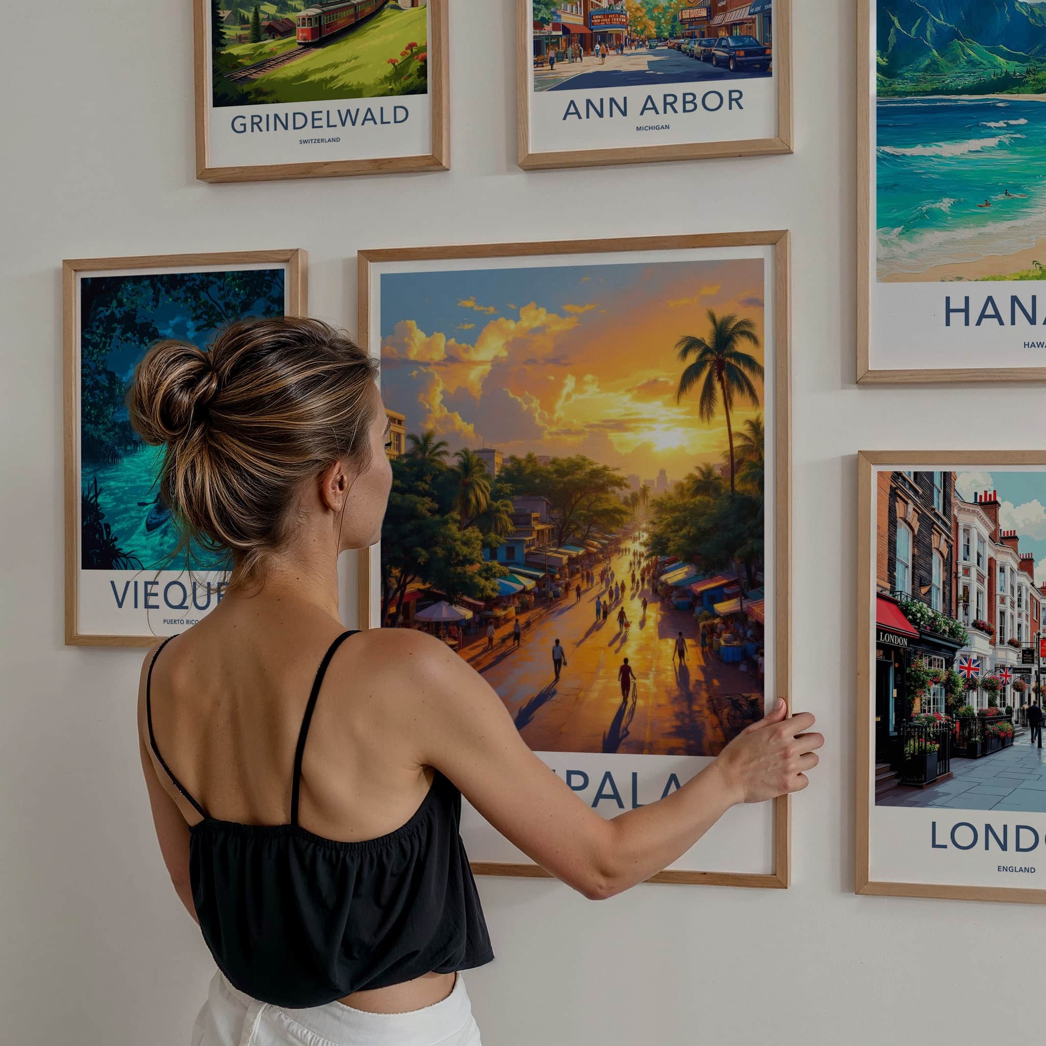 Kampala Poster - Uganda Travel Art - Vibrant Market Sunset Home Decor