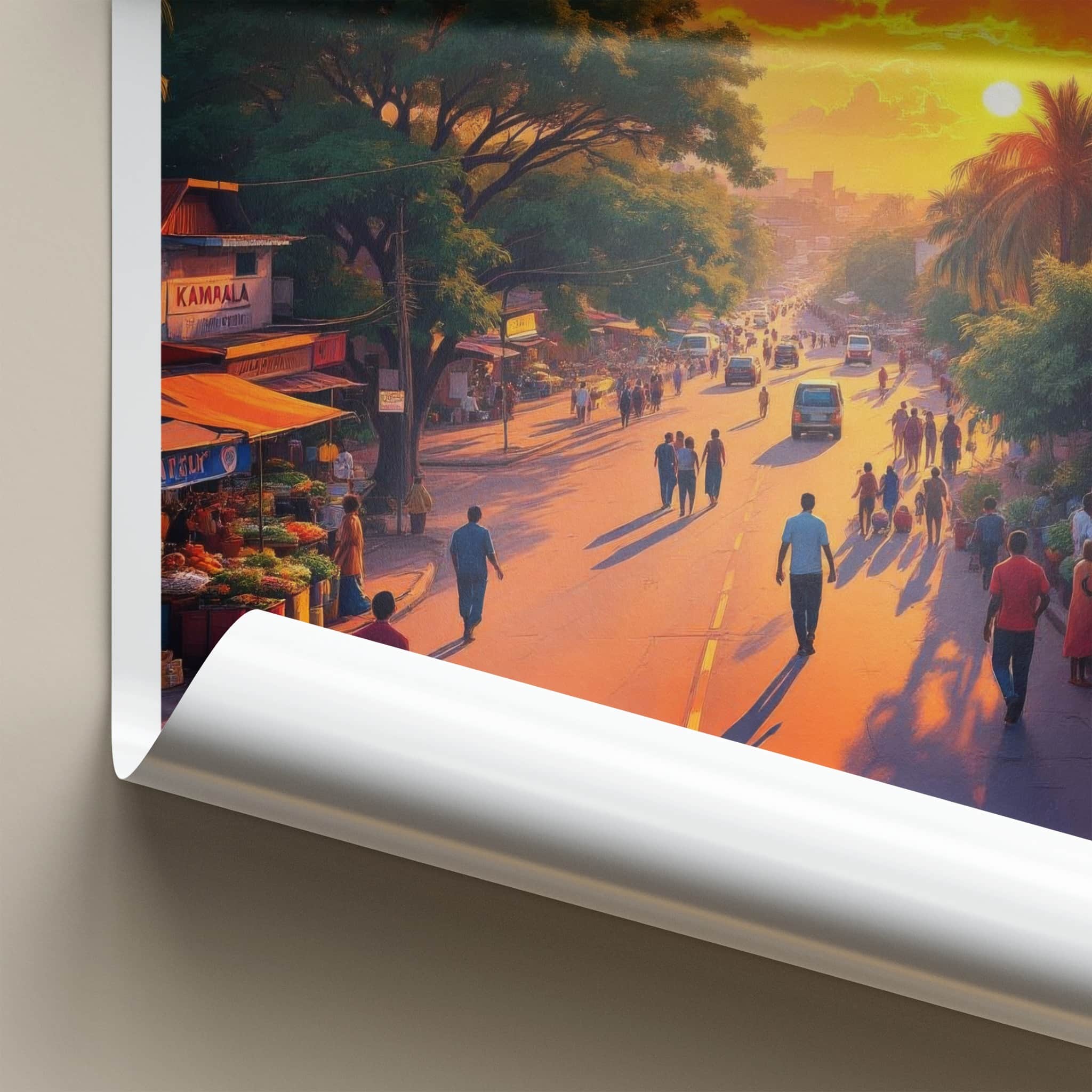 Kampala Poster - Uganda Travel Art - Vibrant Sunset Street Home Decor
