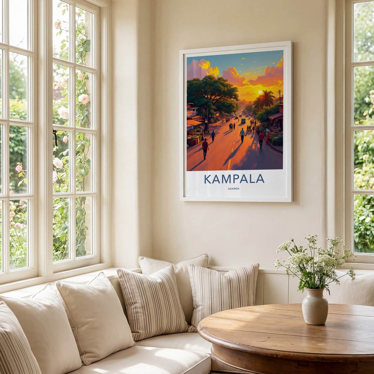 Kampala Poster - Uganda Travel Art - Vibrant Sunset Street Home Decor