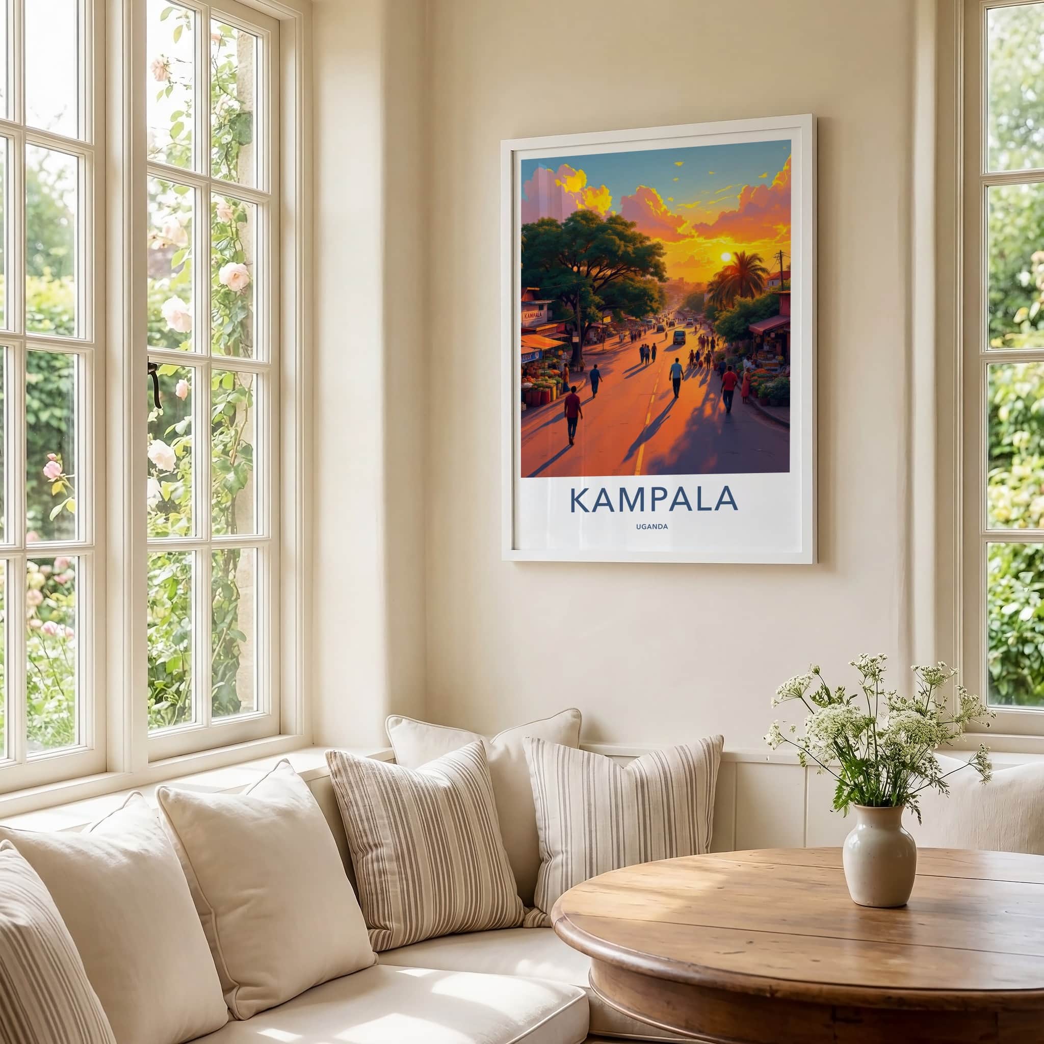 Kampala Poster - Uganda Travel Art - Vibrant Sunset Street Home Decor