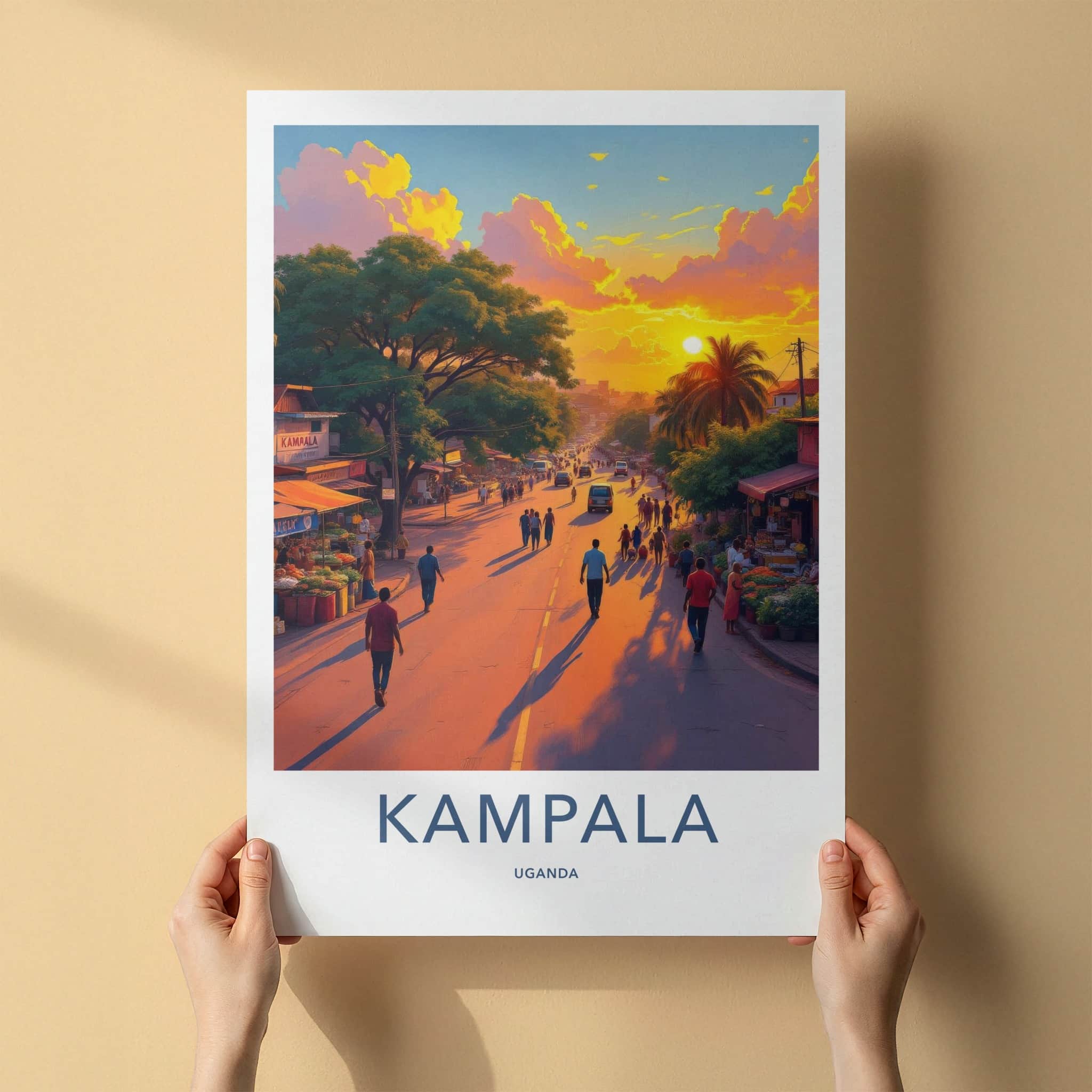 Kampala Poster - Uganda Travel Art - Vibrant Sunset Street Home Decor