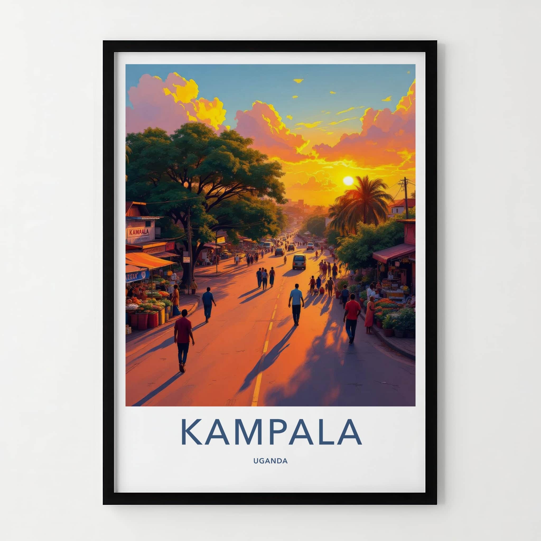 Kampala Poster - Uganda Travel Art - Vibrant Sunset Street Home Decor